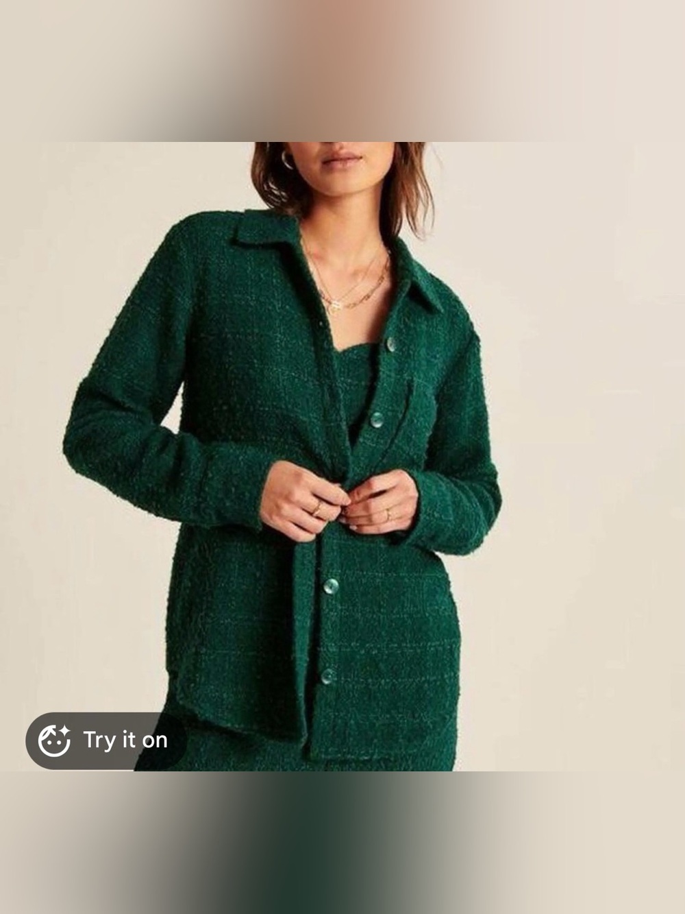 Abercrombie & Fitch Green Tweed Shirt Jacket Sz small